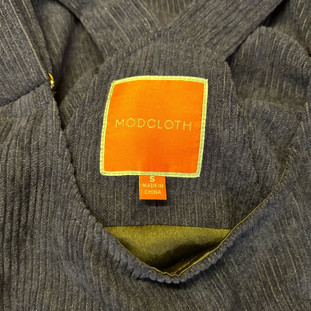 ModCloth Sociable Scholar Corduroy Pinafore Jumper Overall Dress, size small. - Picture 2 of 7